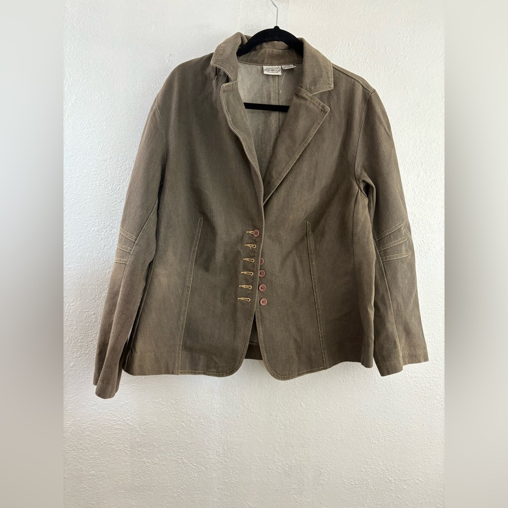 Jeanology Denim gray discolored Jacket Blazer Women size 14W